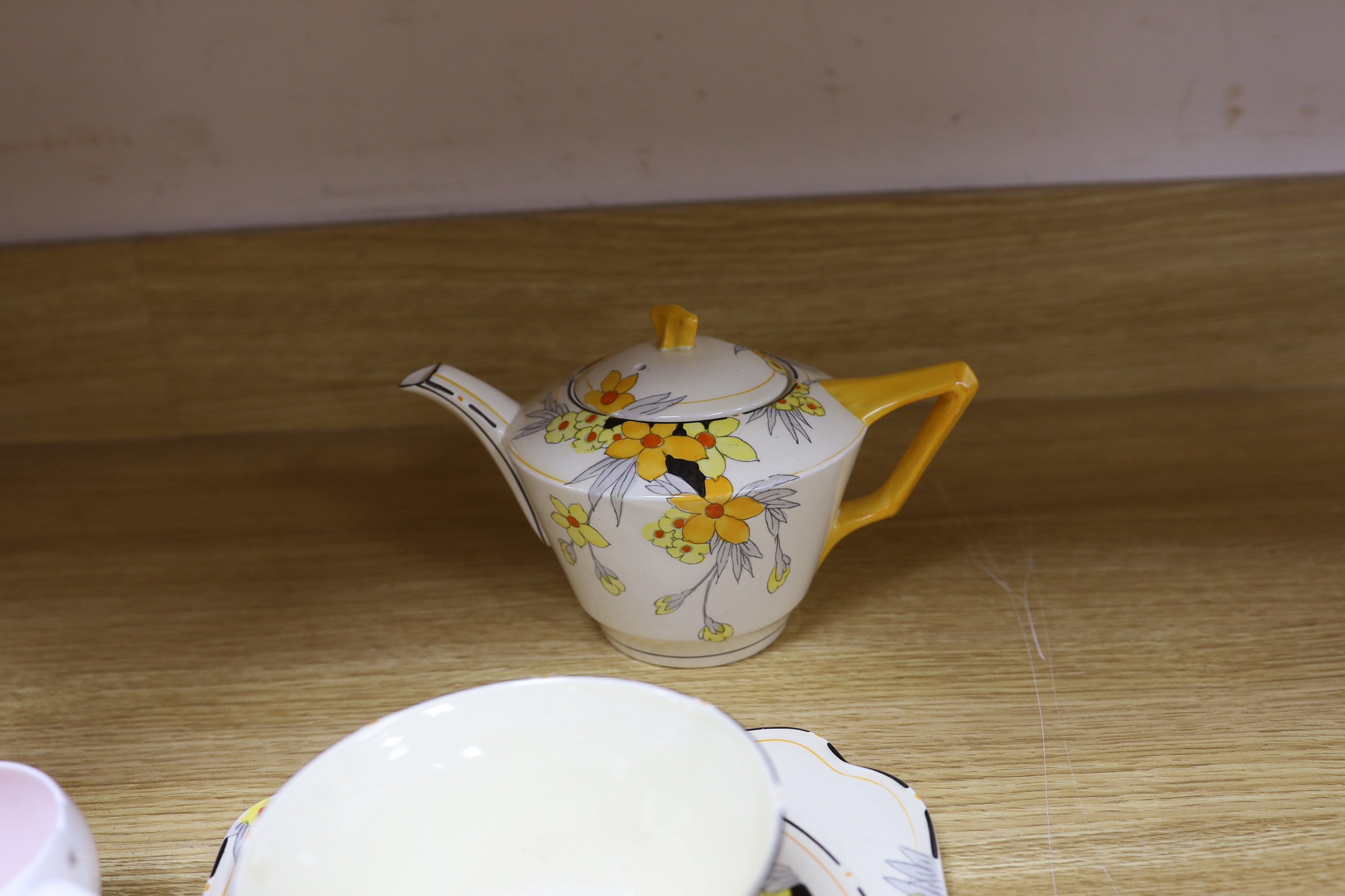 A Shelley tea set and a Crown Ducal part tea set